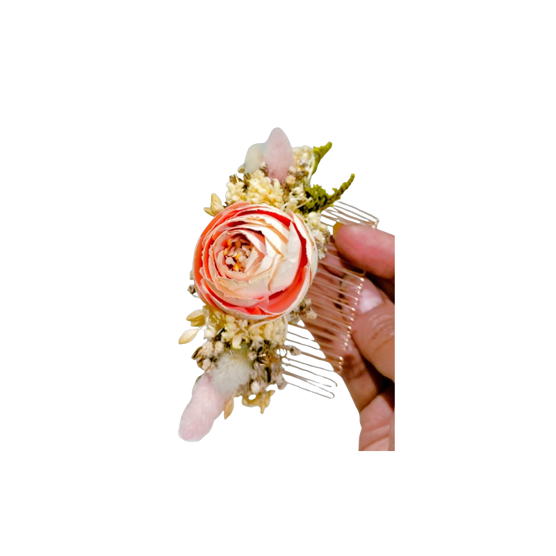 ✨ Peineta Floral con Flores Preservadas ✨