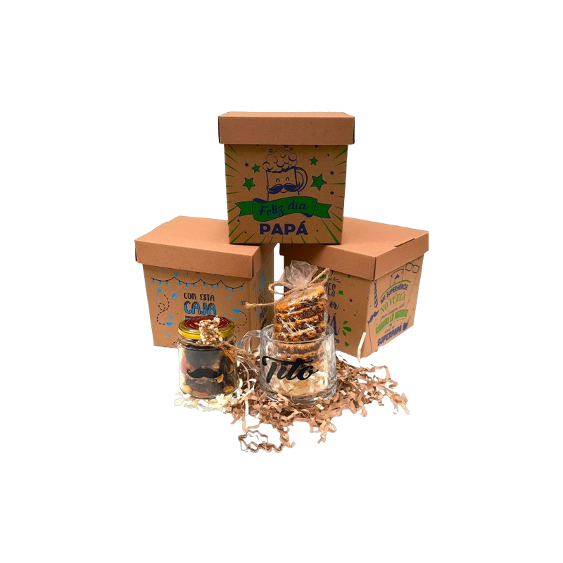 🎁 Caja de Regalo para Papá 🍪☕💙